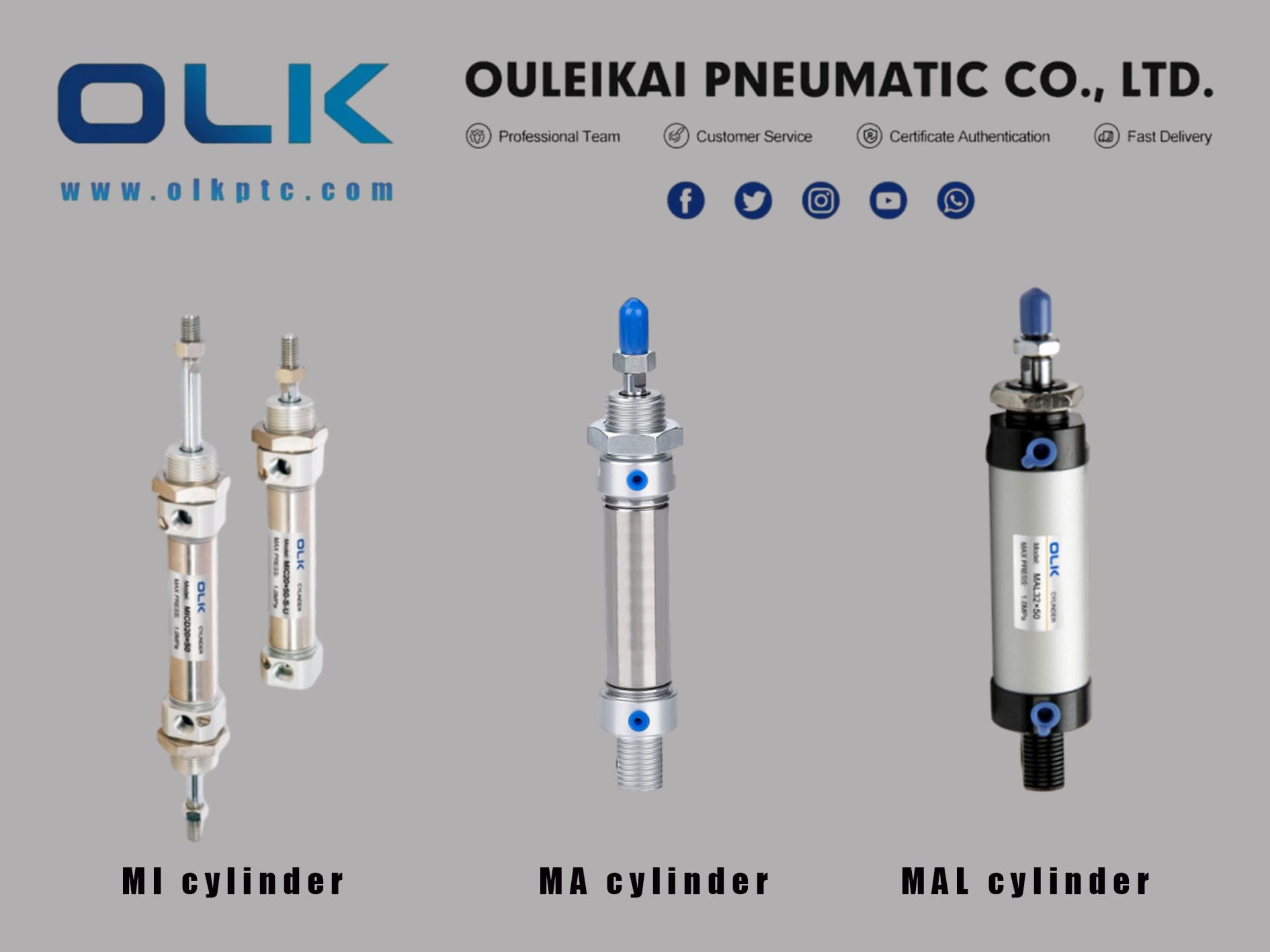 Ano ang pagkakaiba sa pagitan ng MINI cylinder models MA, MI at MAL na angkop para sa industriyal na automation?